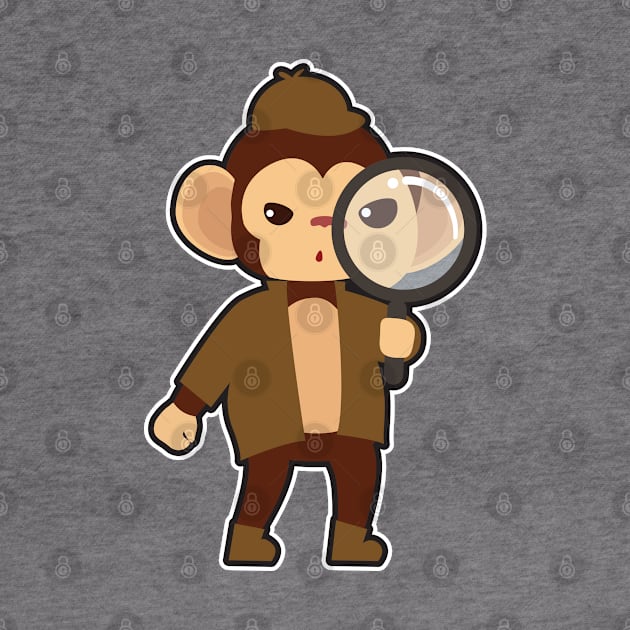 Monkey as Detective with Magnifying glass by Markus Schnabel